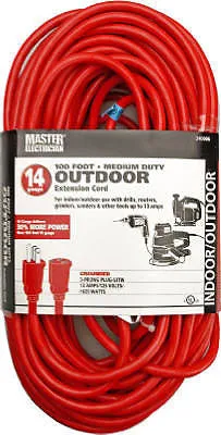 02409ME 100' 14/3 SJTW-A RED 13A IN/OUT EXTENSION CORD