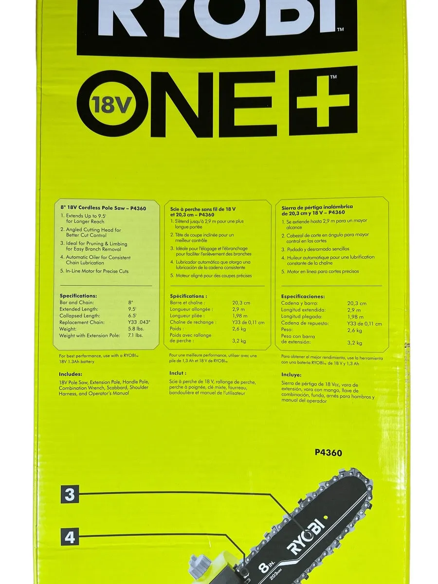 18-Volt ONE  8 in. Lithium-Ion Battery Pole Saw (Tool Only)