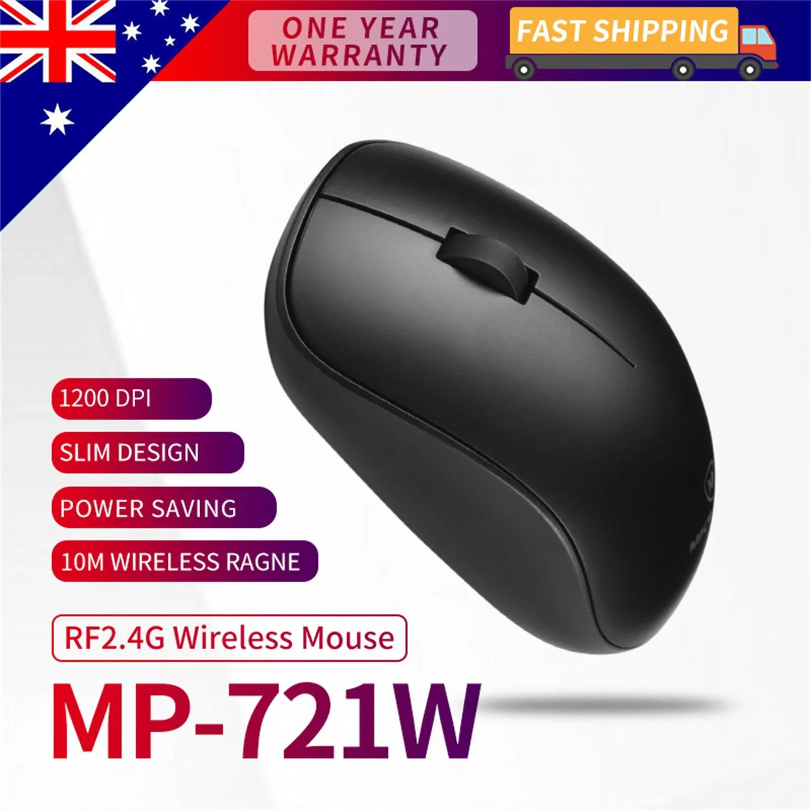 2.4G Wireless Mouse Approx 10 M Range USB Receiver-Color Box(Black)