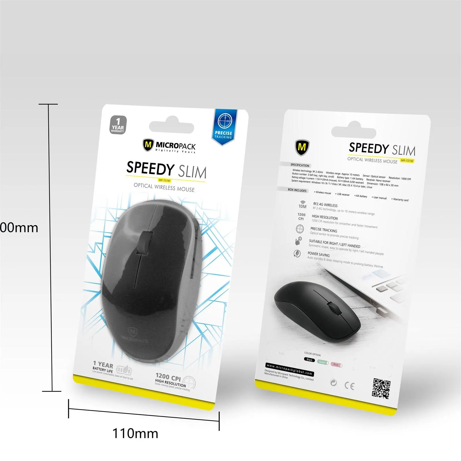 2.4G Wireless Mouse Approx 10 M Range USB Receiver-Color Box(Black)