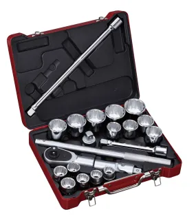 3/4" Dr. 21 PC Socket & Socket Accessories Set, Inch