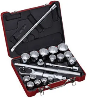 3/4" Dr. 21 PC Socket & Socket Accessories Set, Metric