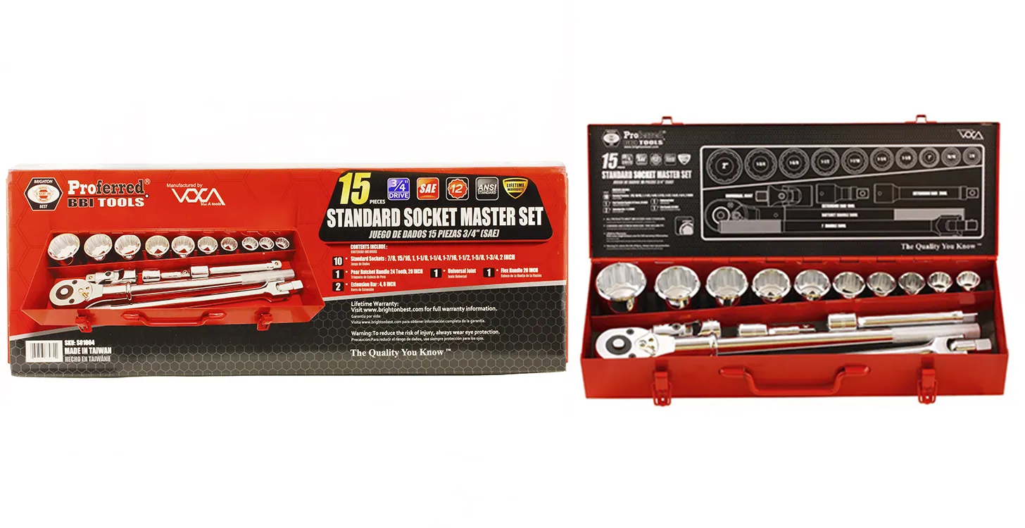 3/4" Drive Standard Socket Master Set- 15 Piece