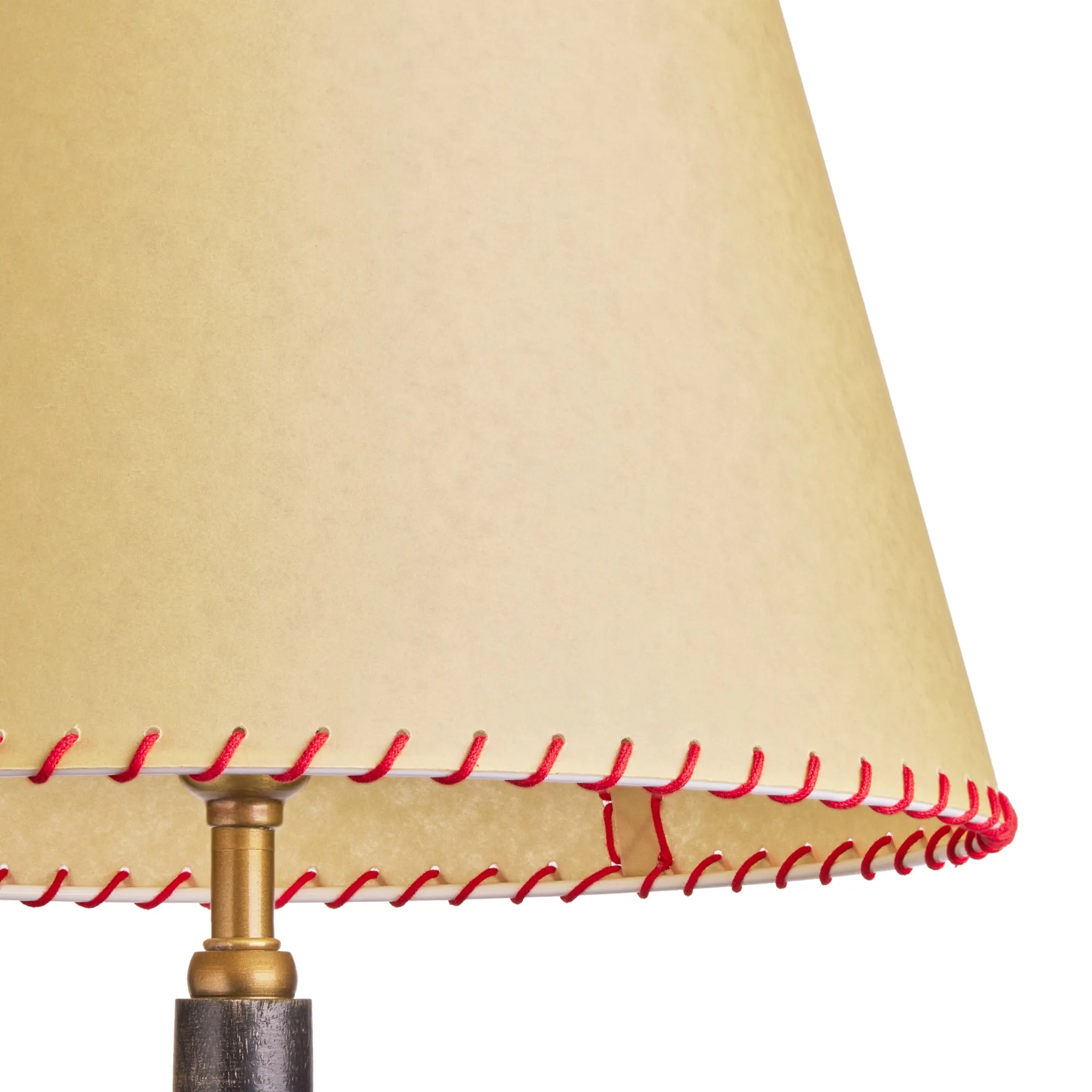 35cm Straight Empire shade in natural vellum with red stitching