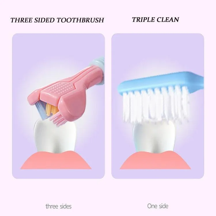 360-Degree V-Shaped Soft Bristle Toothbrush with Tongue Scraper and Anti-Slip Handle