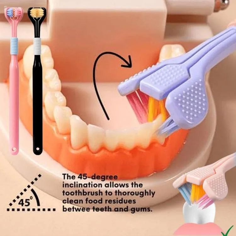 360-Degree V-Shaped Soft Bristle Toothbrush with Tongue Scraper and Anti-Slip Handle