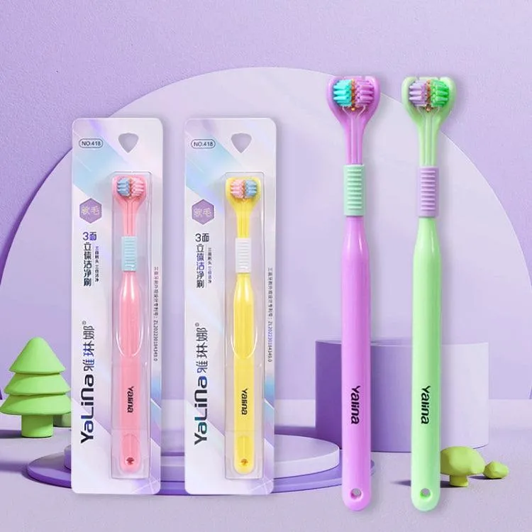 360-Degree V-Shaped Soft Bristle Toothbrush with Tongue Scraper and Anti-Slip Handle