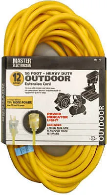 4 ea 02588ME 50' 12/3 SJTW-A YELLOW 15A EXTENSION CORDS