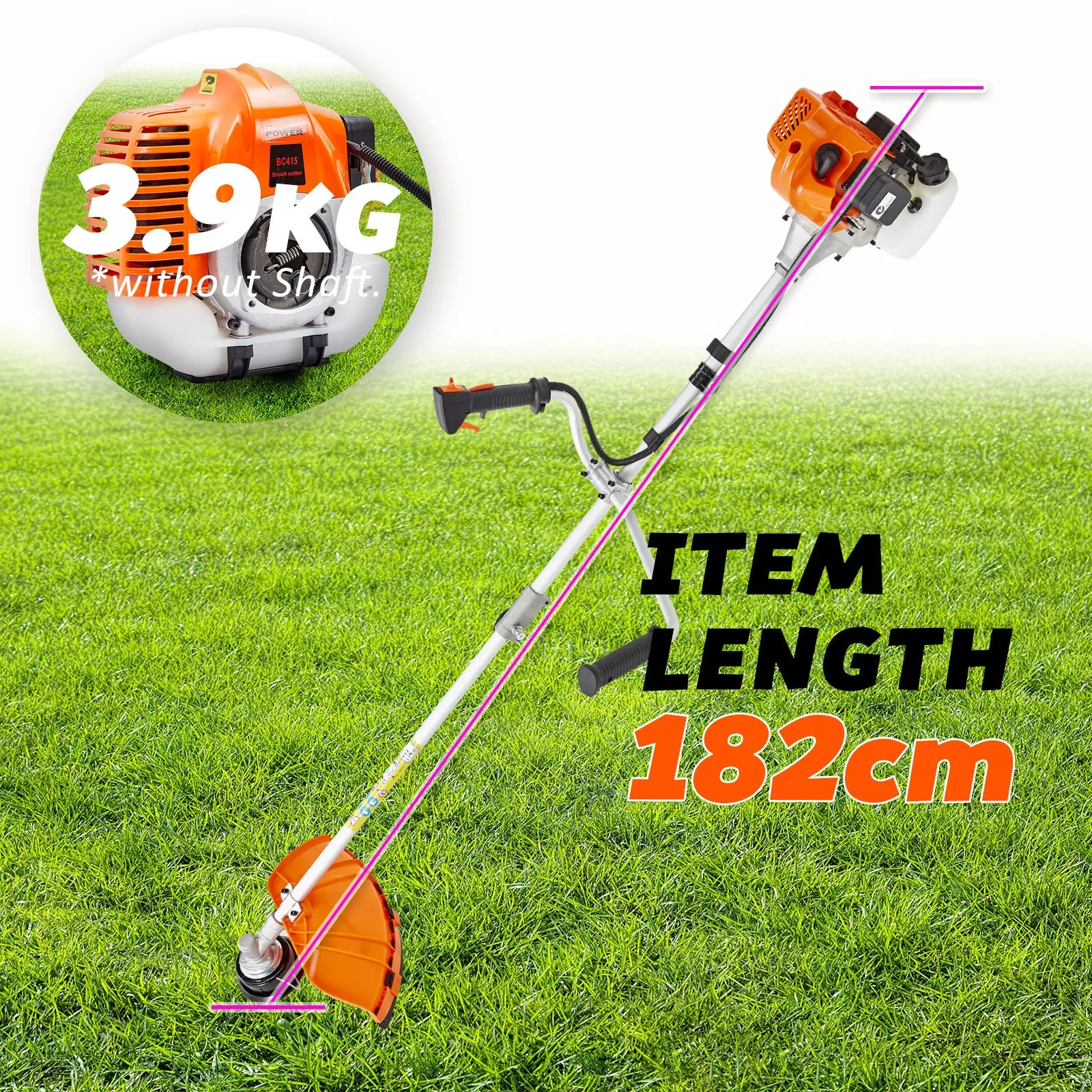 43cc Pole Brush Cutter Garden Whipper Snipper Tree Pruner 4 Blades