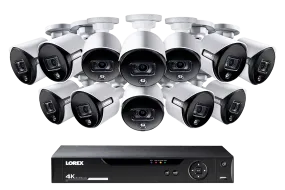 4K Ultra HD 16 Channel Security System with 12 Active Deterrence 4K (8MP) Cameras