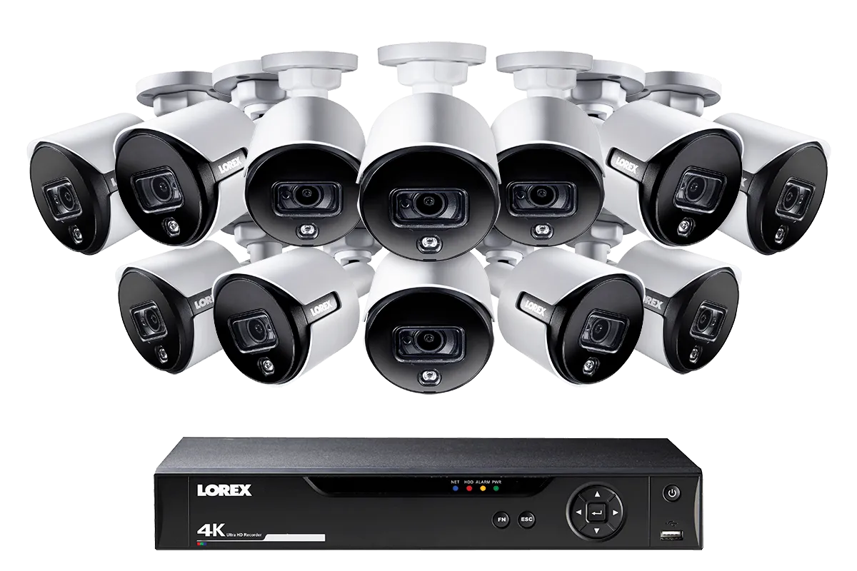 4K Ultra HD 16 Channel Security System with 12 Active Deterrence 4K (8MP) Cameras