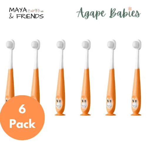 [6-Pack] Maya & Friends Ultra Fine Nano Bristle Kids Toothbrush With Case - 4 Color