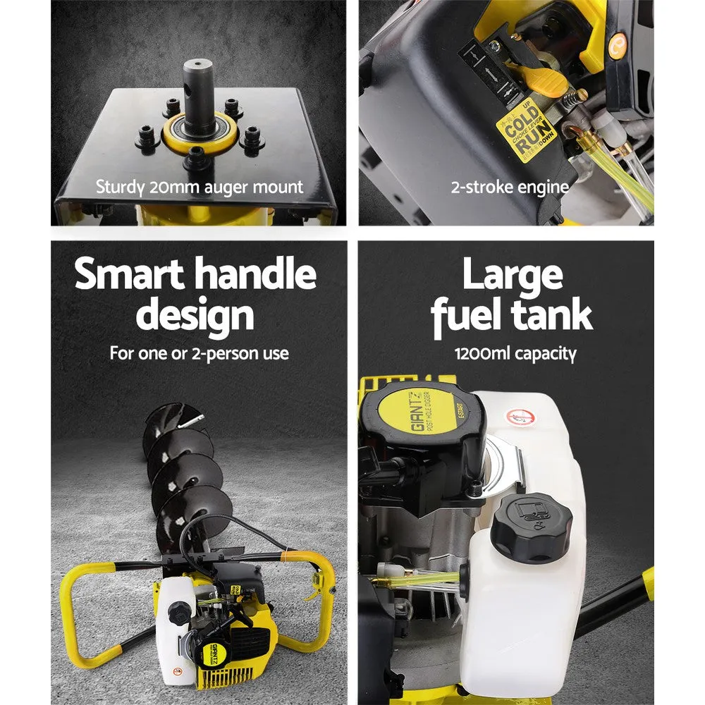 80cc Petrol Post Hole Digger, 200mm Auger   Extension - Giantz