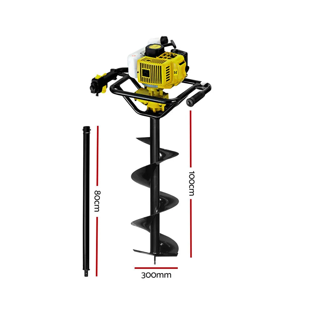 92CC Petrol Post Hole Digger Auger Drill 300mm Heavy Duty - Giantz