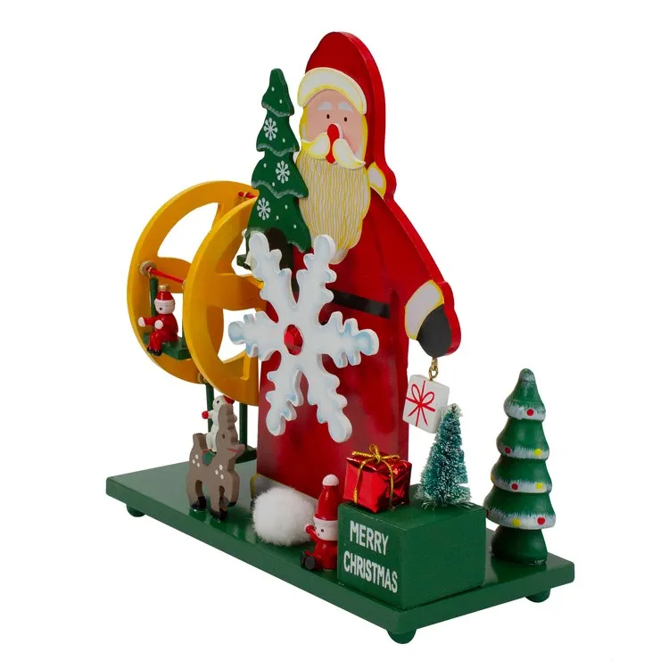 9.5" Red and Green Santa Claus Wonderland Christmas Musical Tabletop Decoration