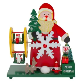 9.5" Red and Green Santa Claus Wonderland Christmas Musical Tabletop Decoration