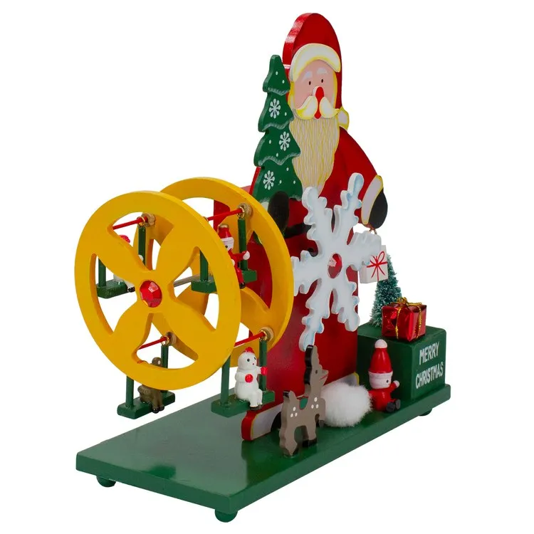 9.5" Red and Green Santa Claus Wonderland Christmas Musical Tabletop Decoration