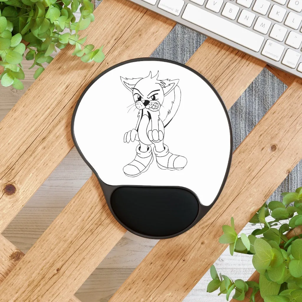 Angry Cat Mouse Pad With Wrist Rest