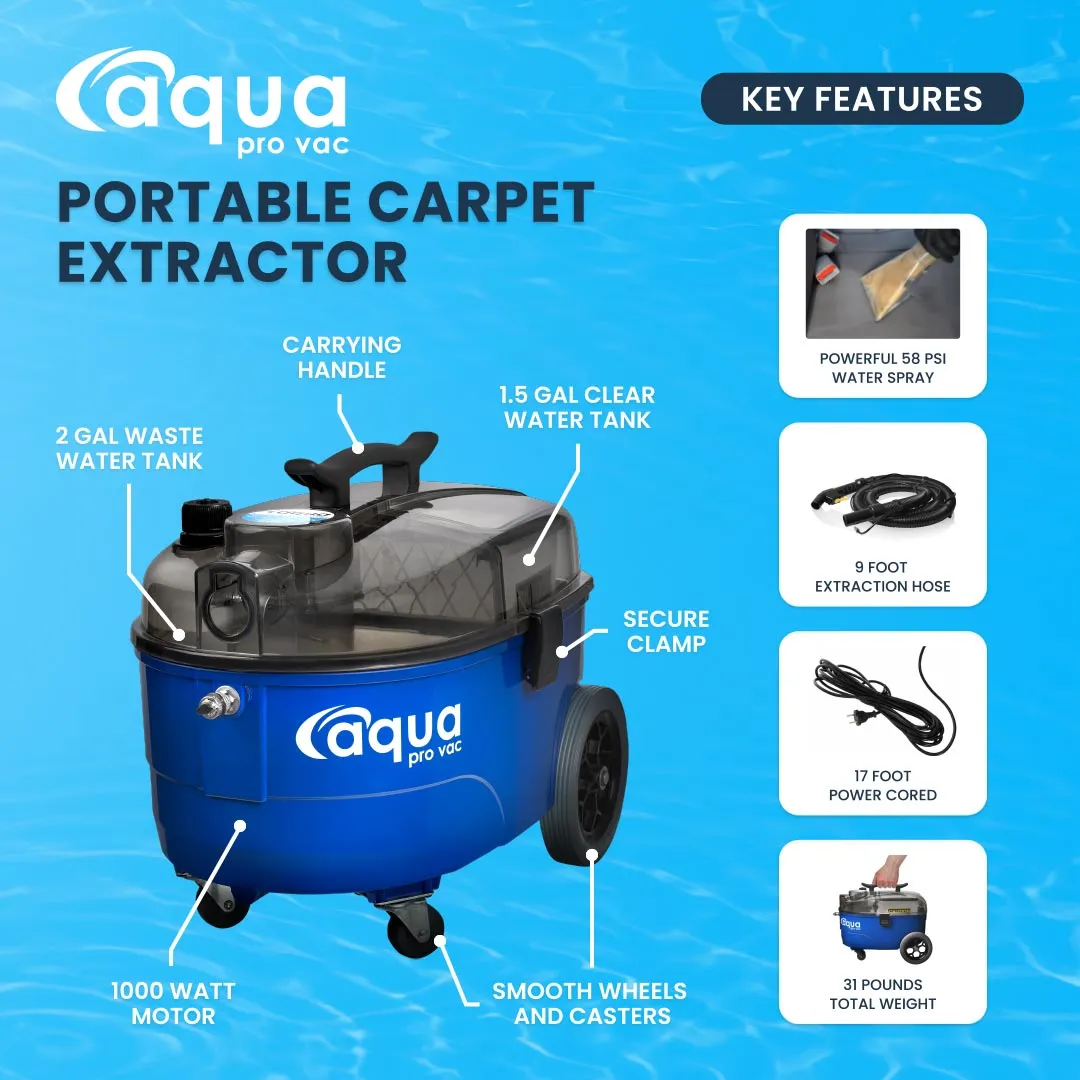 Aqua Pro Vac - Portable Lightweight Carpet Extractor / Carpet Shampooer