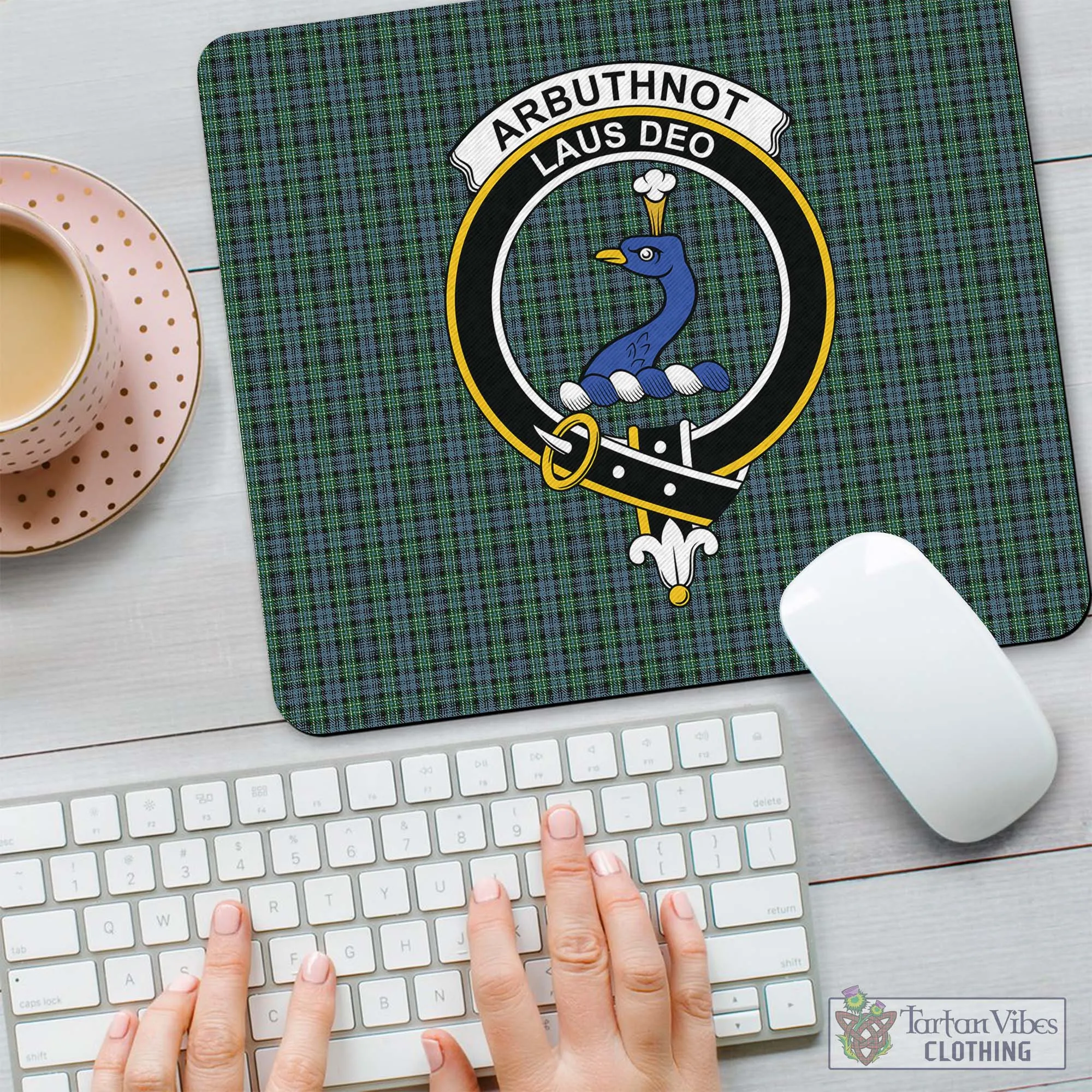 Arbuthnot Tartan Mouse Pad with Family Crest