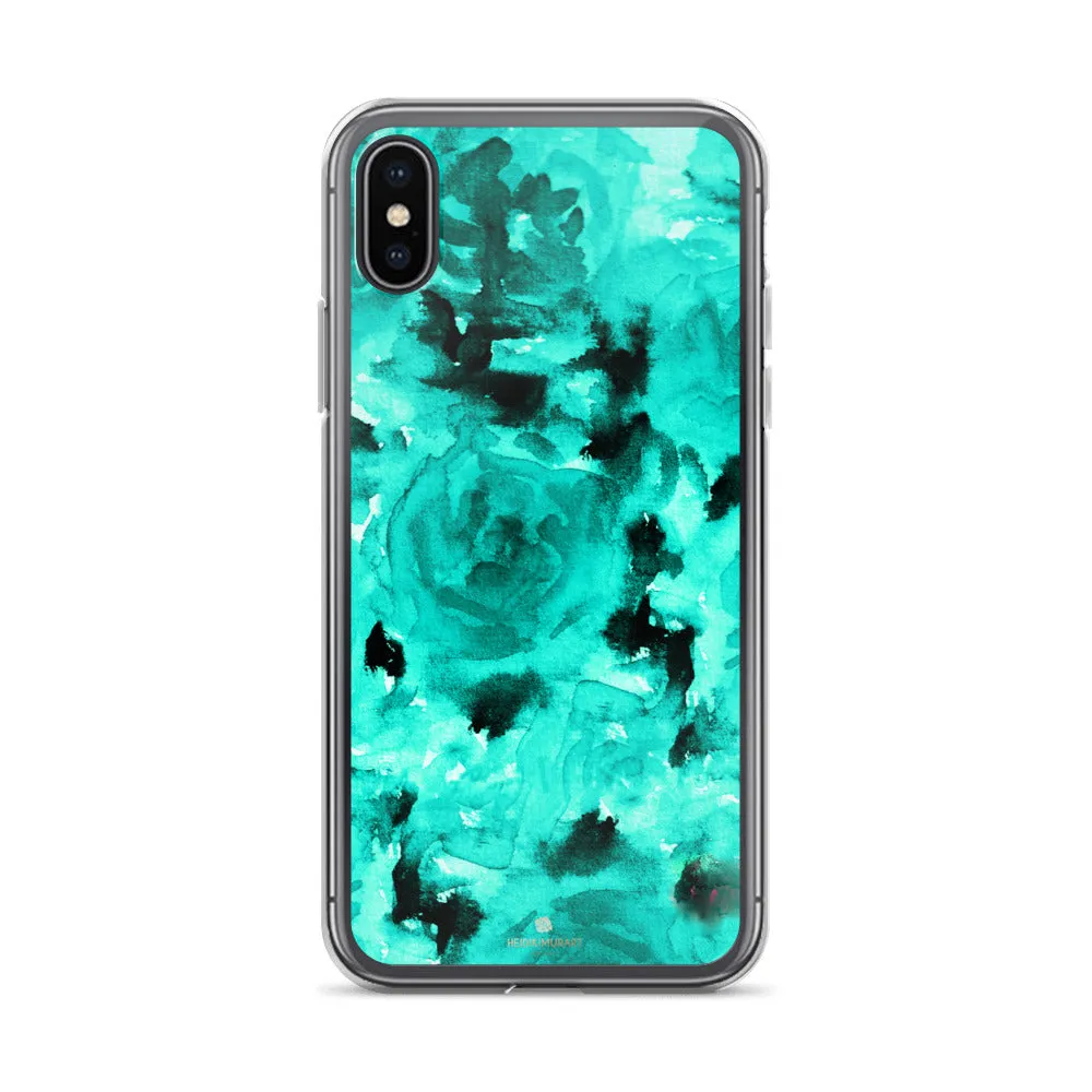 Blue Rose Floral iPhone Case, Best iPhone X | XS | XR | XS Max | 8 | 8  | 7| 7  Phone Case - Printed in USA/EU/MX