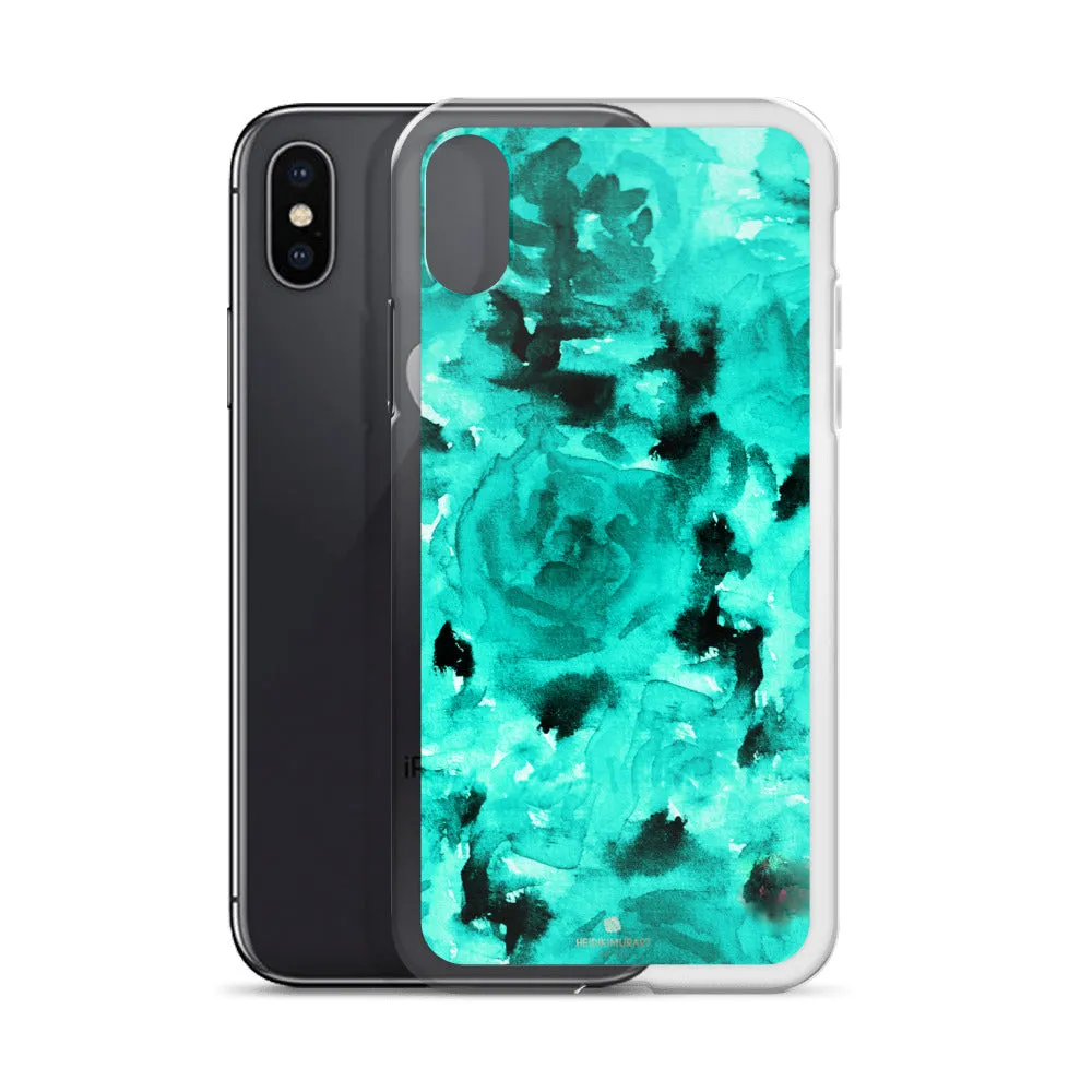 Blue Rose Floral iPhone Case, Best iPhone X | XS | XR | XS Max | 8 | 8  | 7| 7  Phone Case - Printed in USA/EU/MX