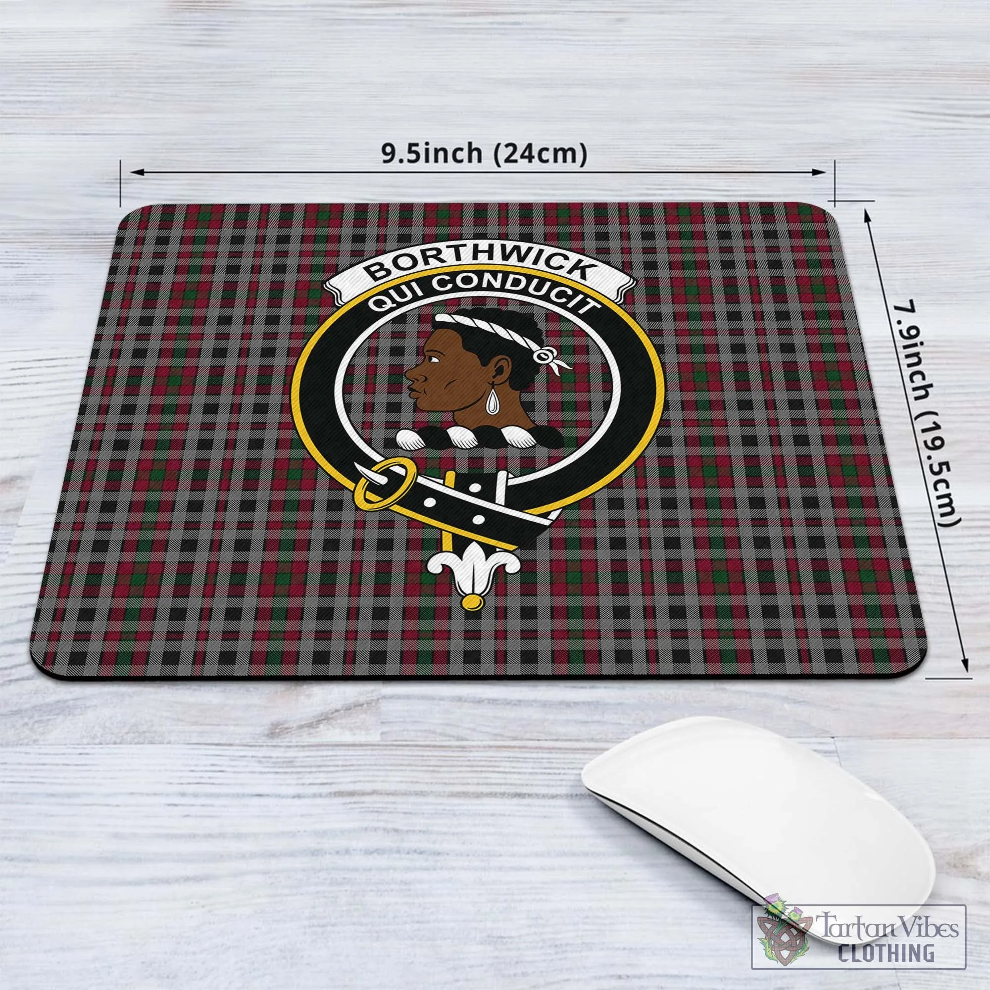 Borthwick Tartan Mouse Pad with Family Crest