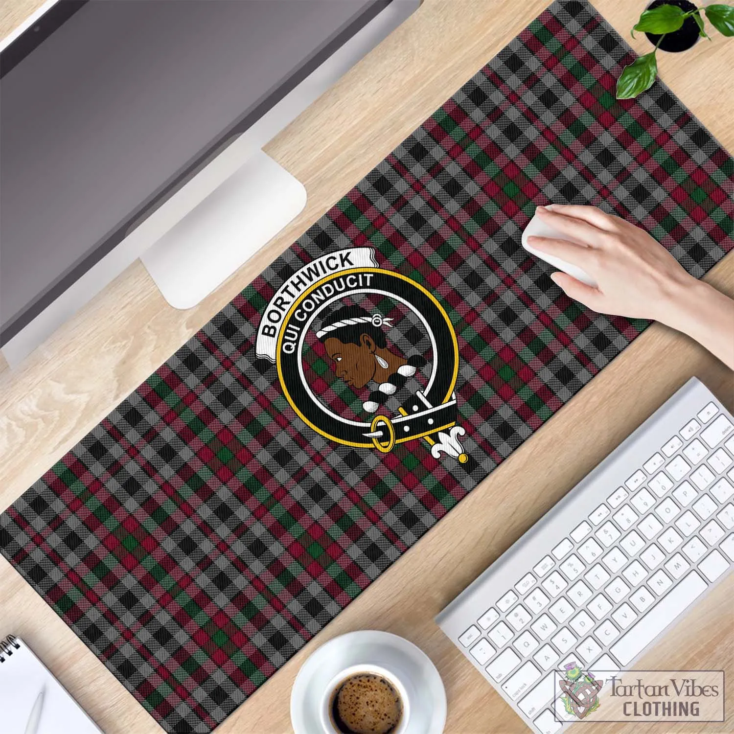 Borthwick Tartan Mouse Pad with Family Crest