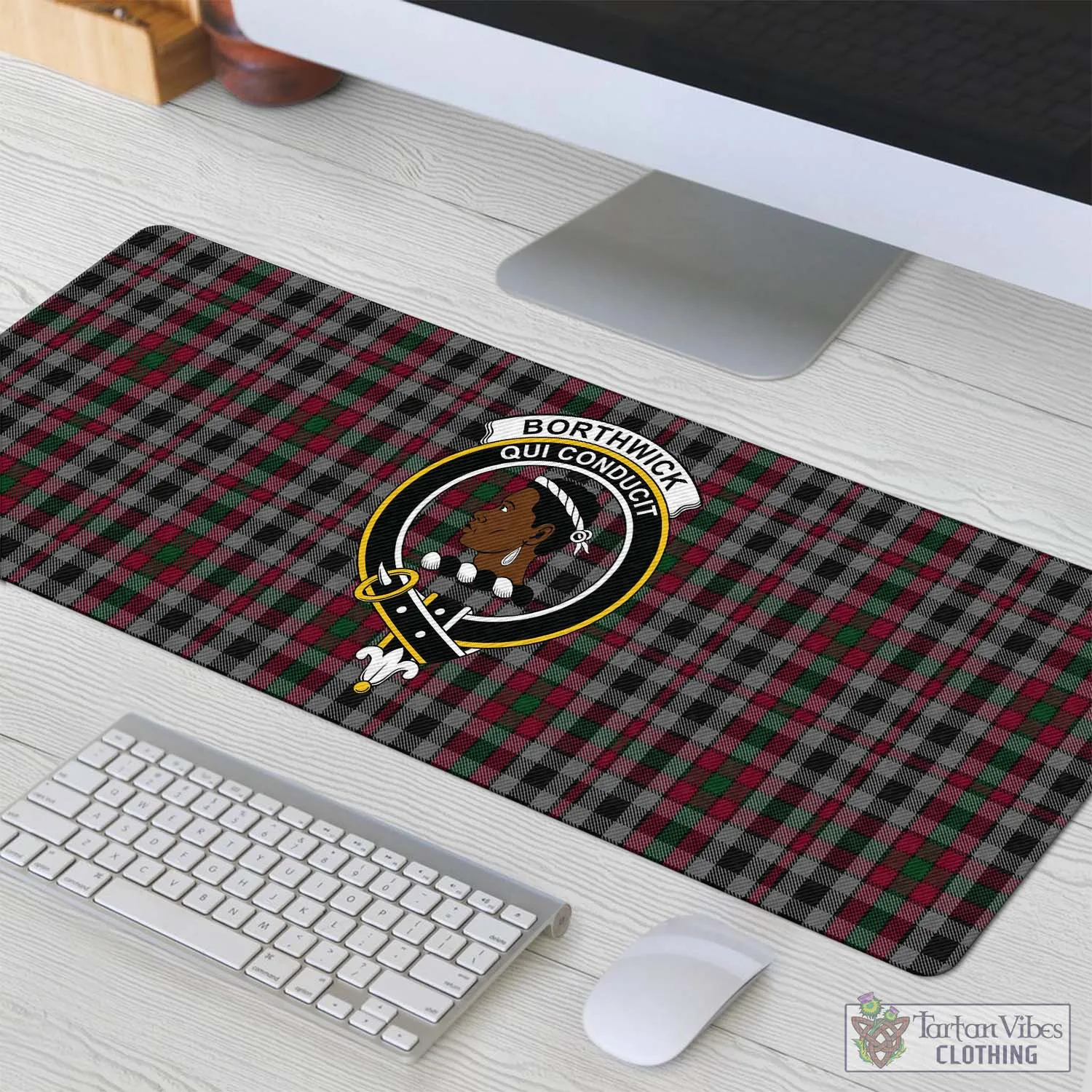 Borthwick Tartan Mouse Pad with Family Crest