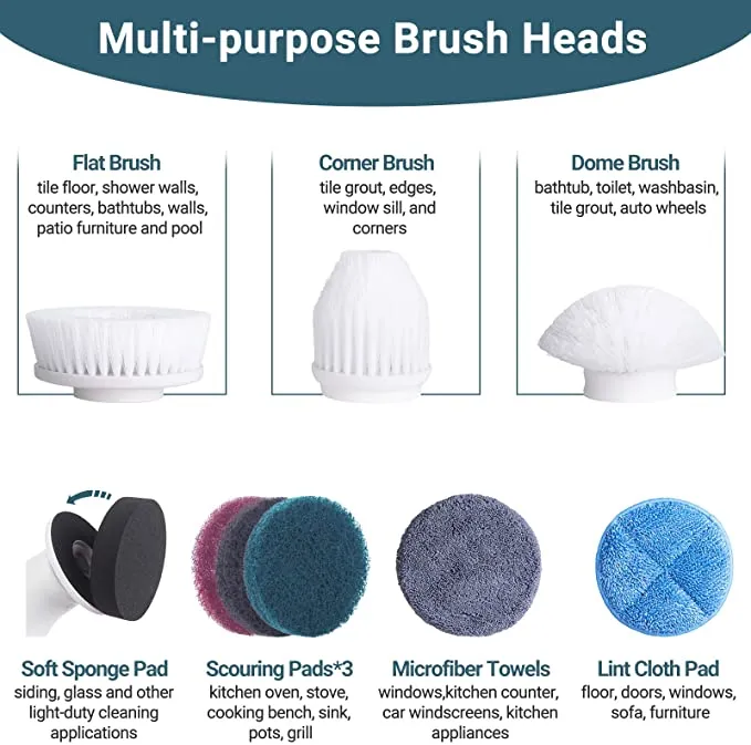 Brush Heads for Extension Handle Electric Spin Scrubber