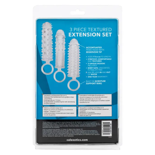 CaleXOtics 3 PIECE TEXTURED EXTENSION SET Clear Penis Extenders