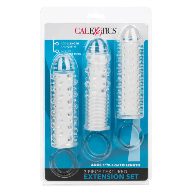 CaleXOtics 3 PIECE TEXTURED EXTENSION SET Clear Penis Extenders