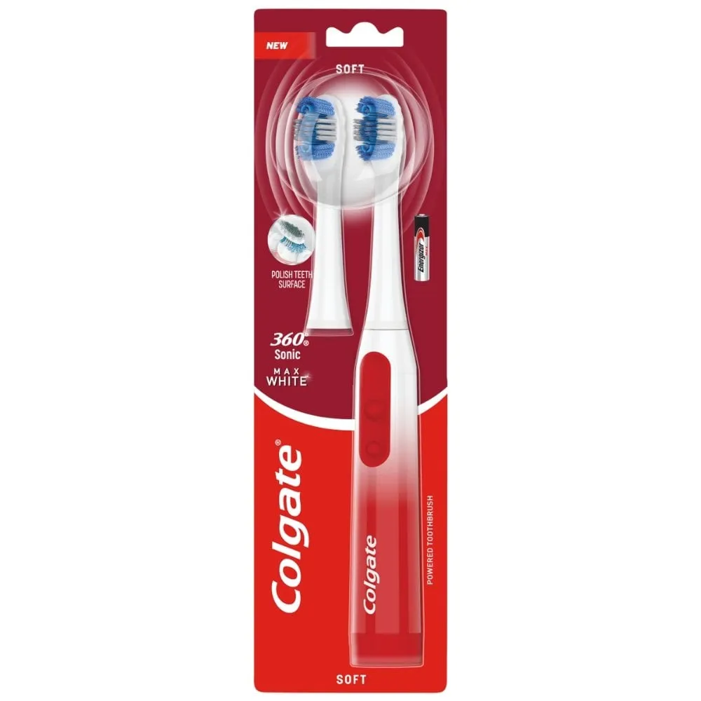 Colgate 360 Max White Expert Whitening Battery Powered Toothbrush 2 Pack