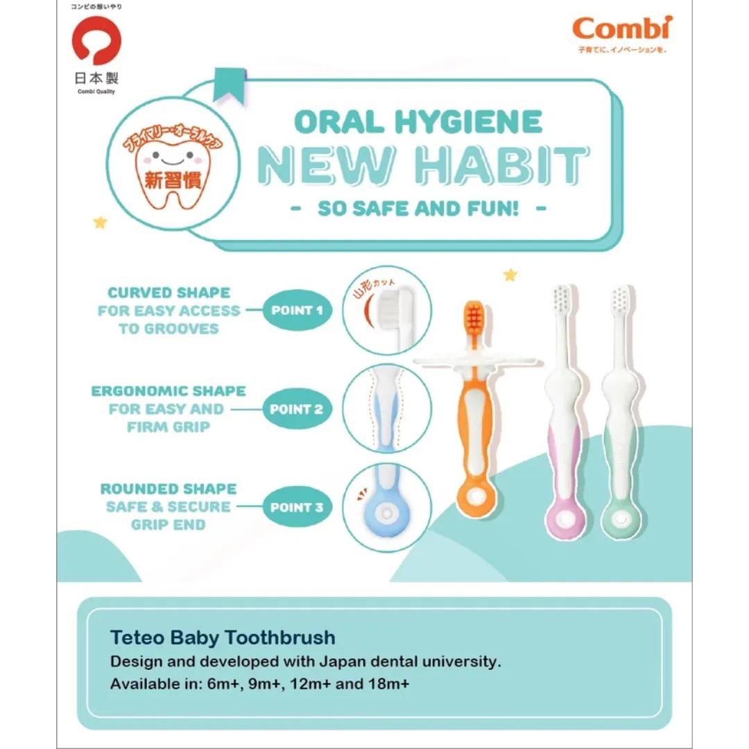 Combi Baby Teteo Baby Toothbrush Set (6-12m )