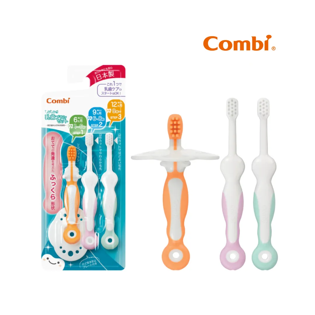 Combi Baby Teteo Baby Toothbrush Set (6-12m )