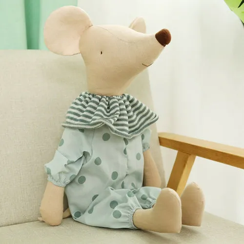 Cute Cotton Bowknot Mouse Plush Toy for Kids - Pink & Green Variants