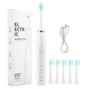 Edifolly USB Rechargeable Sonic Electric Toothbrush With 6 Heads