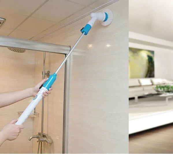 ELECTRIC POWER CLEANING SCRUBBER WITH EXTENSION HANDLE - Turbo Scrub Cleaning Brush Cordless Chargeable Bathroom Cleaner with Extension Handle Adaptive Brush Tub