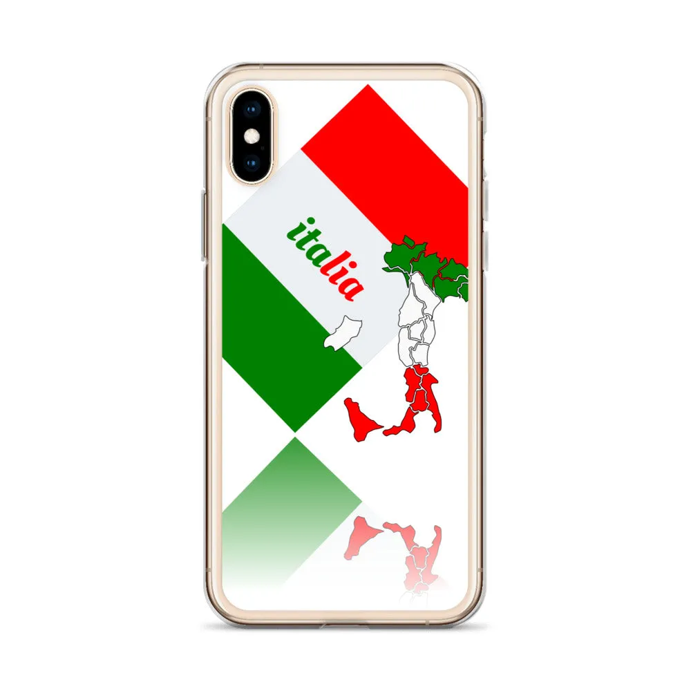 Elegant Italia - Italy Flag And Map iPhone White Case