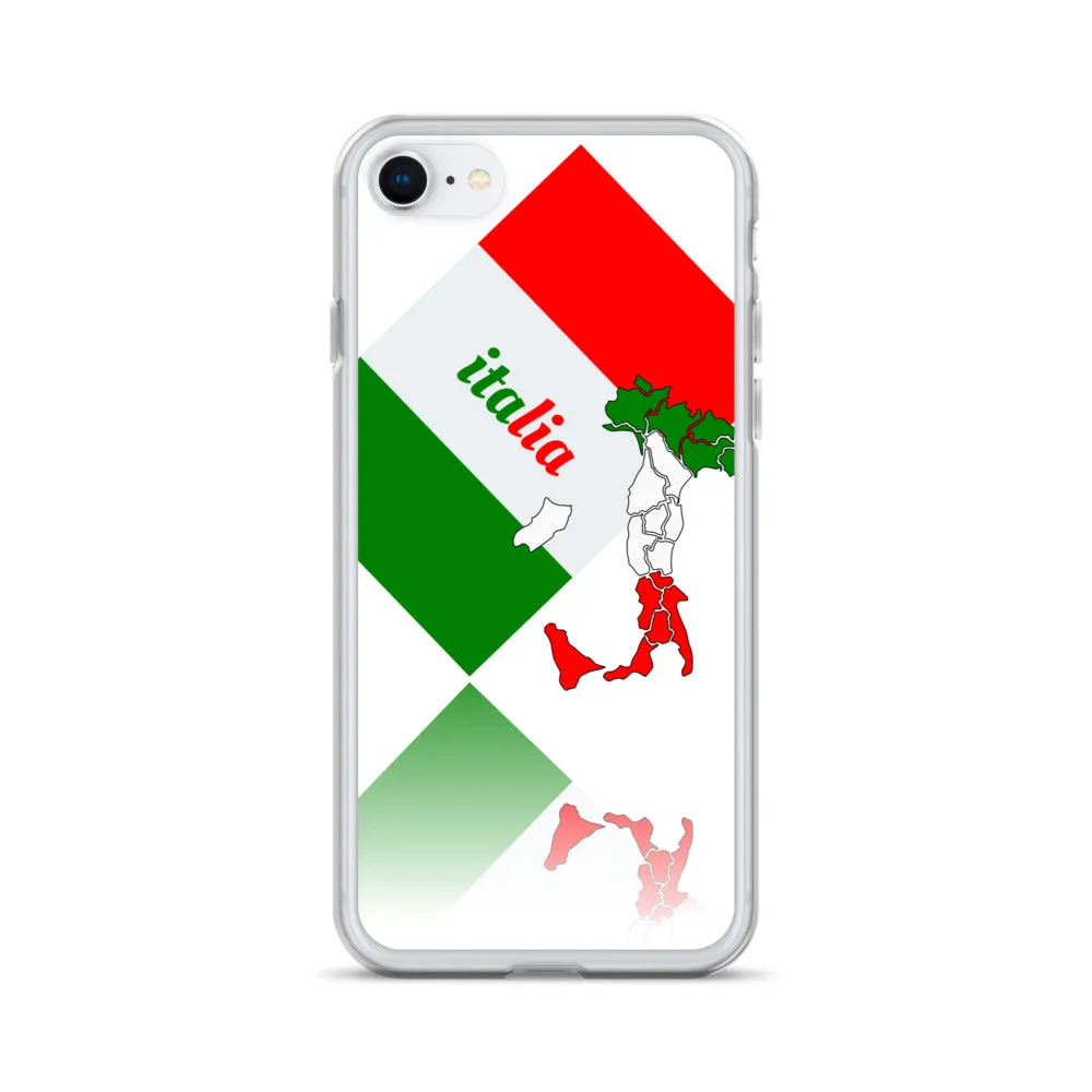 Elegant Italia - Italy Flag And Map iPhone White Case