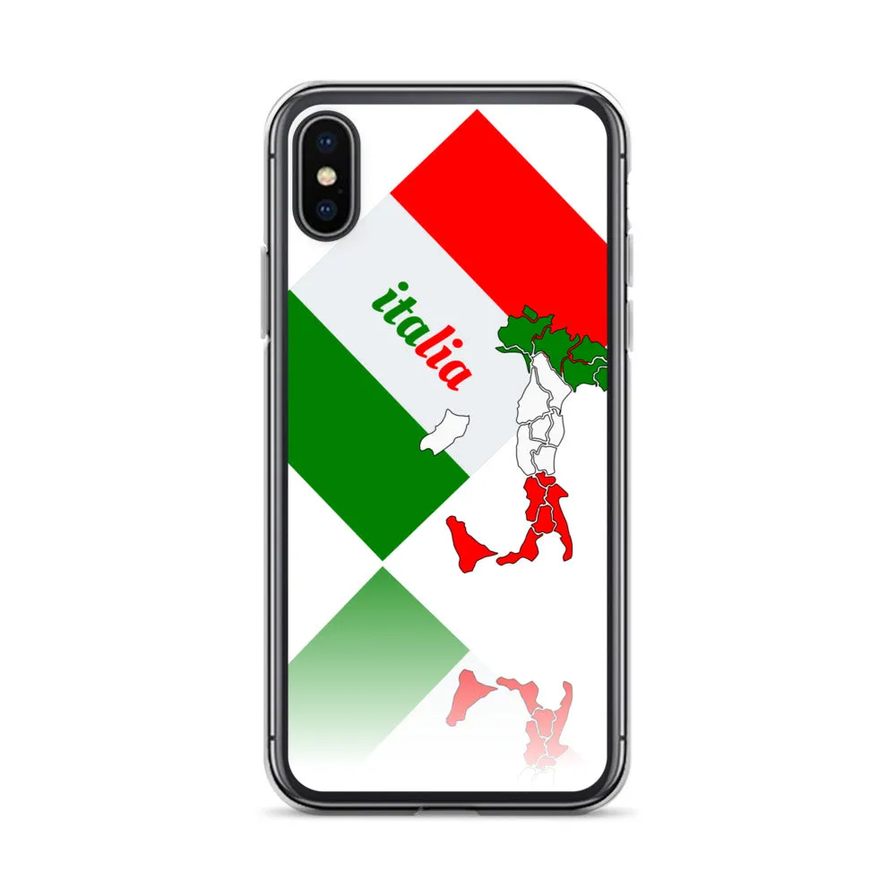 Elegant Italia - Italy Flag And Map iPhone White Case