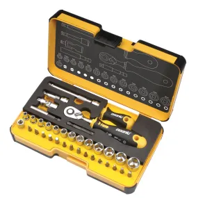 Felo 62053 R-GO XL INCH 36 Piece Socket Set with Phillips, Slot, Torx, Square Bits and 13 Sockets 1/8" to 9/16"