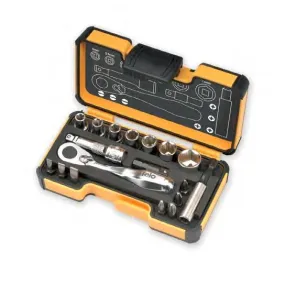 Felo XS 18pc Box Sockets, Bits, Mini Ratchet, Bitholder, INCH