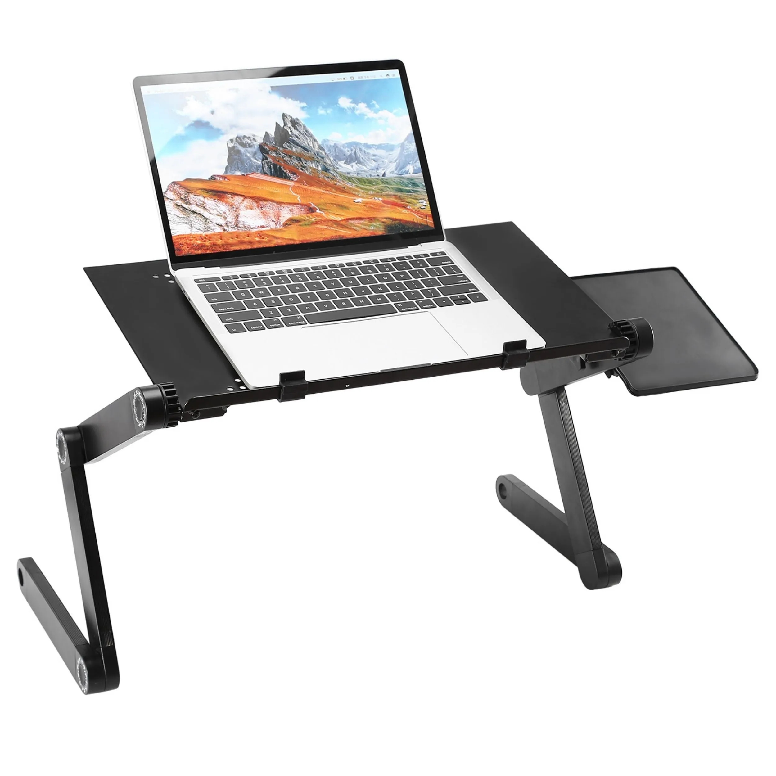 Foldable Laptop Table Bed Desk Aluminum Alloy Breakfast Tray w/ Mouse Board for Home Office Travel