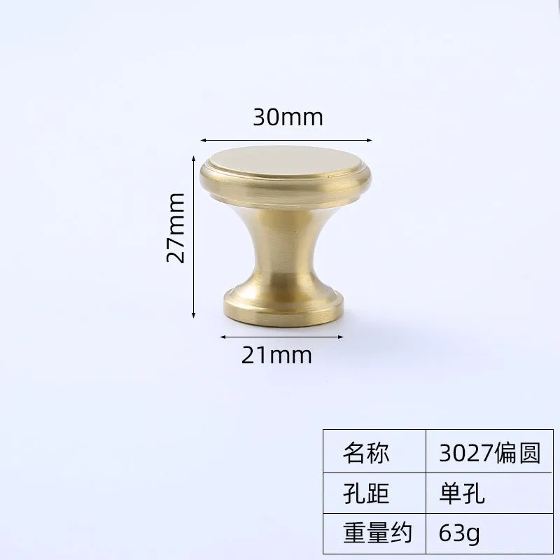 Garden Pole Brass Cabinet Handle Solid Single Hole Gold Pure Copper Furniture Wardrobe Door Handle Drawer Handle