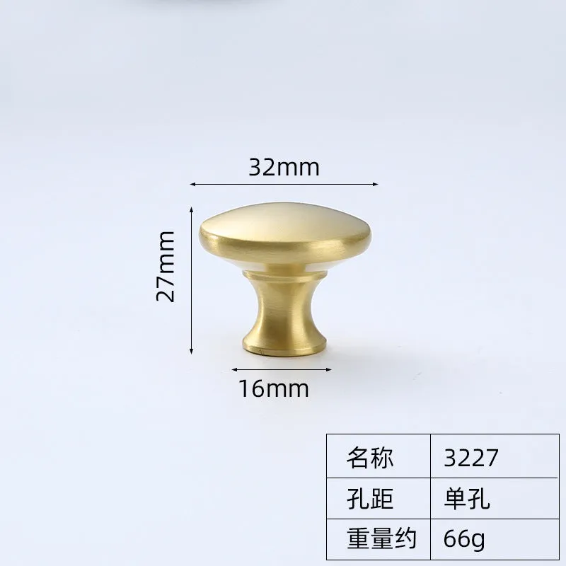 Garden Pole Brass Cabinet Handle Solid Single Hole Gold Pure Copper Furniture Wardrobe Door Handle Drawer Handle