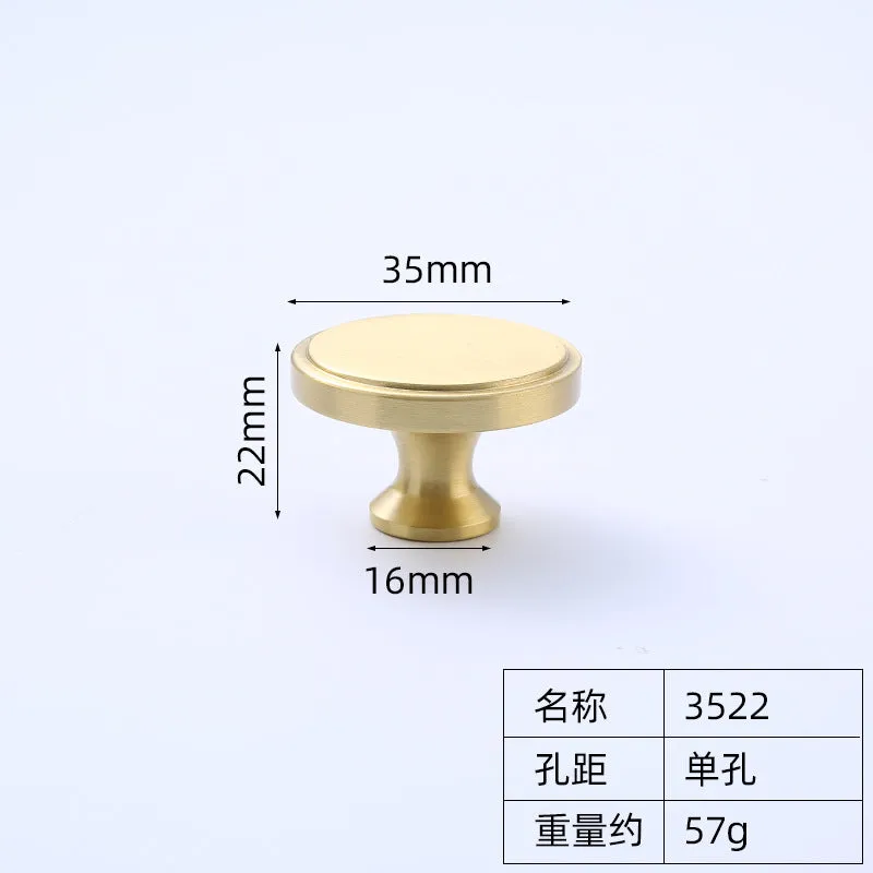 Garden Pole Brass Cabinet Handle Solid Single Hole Gold Pure Copper Furniture Wardrobe Door Handle Drawer Handle