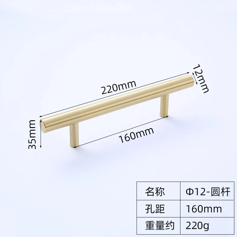 Garden Pole Brass Cabinet Handle Solid Single Hole Gold Pure Copper Furniture Wardrobe Door Handle Drawer Handle