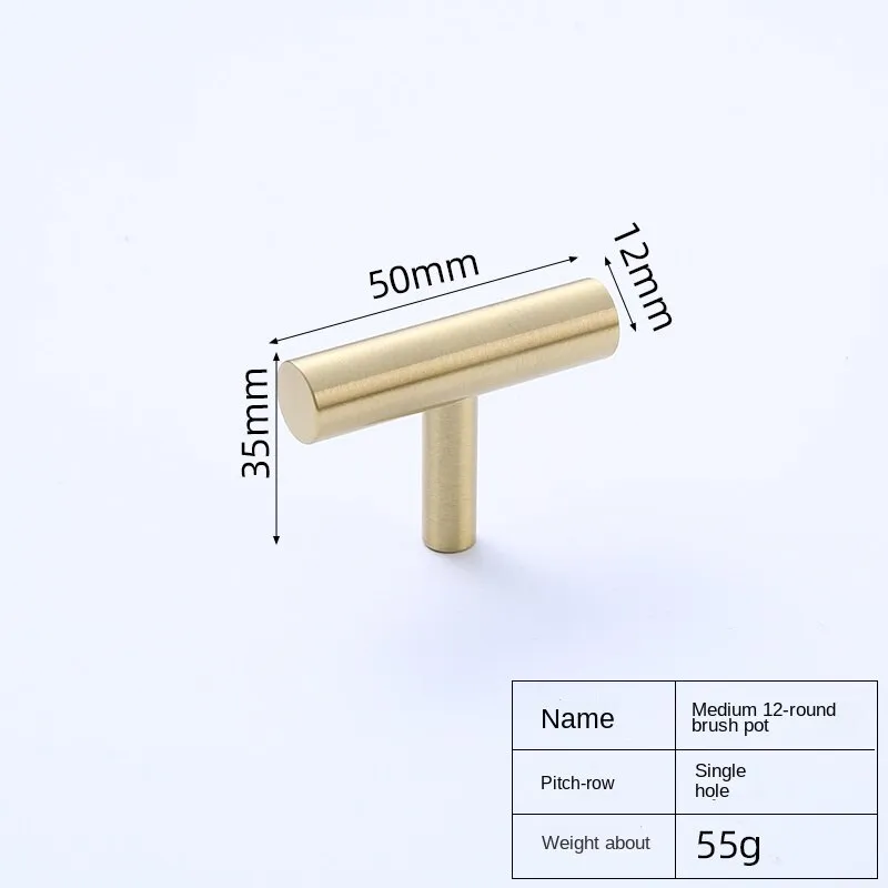 Garden Pole Brass Cabinet Handle Solid Single Hole Gold Pure Copper Furniture Wardrobe Door Handle Drawer Handle