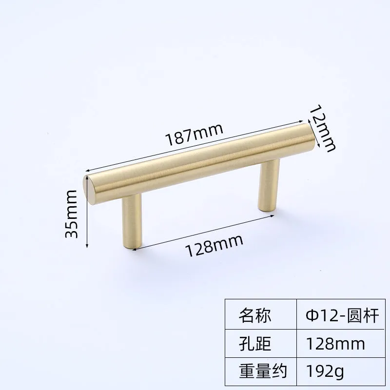 Garden Pole Brass Cabinet Handle Solid Single Hole Gold Pure Copper Furniture Wardrobe Door Handle Drawer Handle